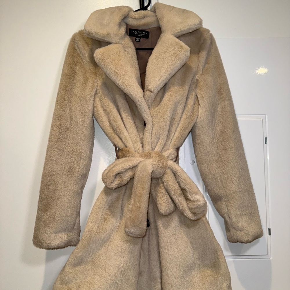 Laundry By Shelli Segal Faux Fur Teddy Coat in Tan